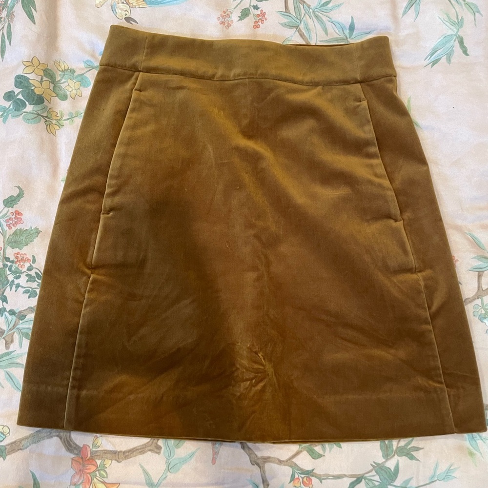 JCrew golden brown velvet mini skirt. Size 0